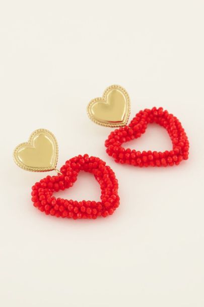 Statement earrings with beaded heart | My Jewellery