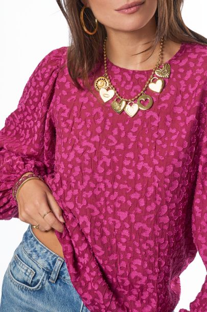 Rode top met panterprint