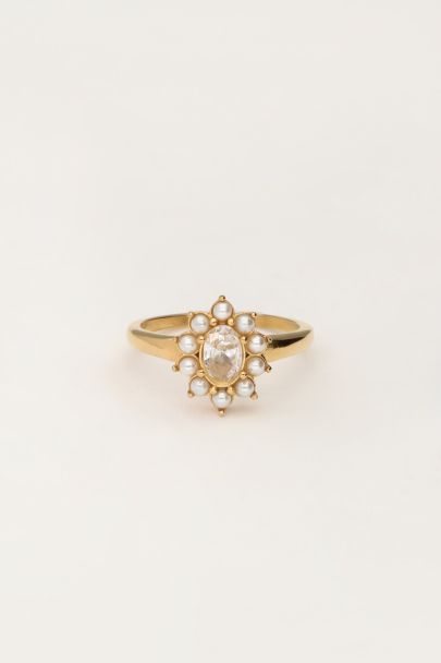 Bague à perles fantaisies et strass
