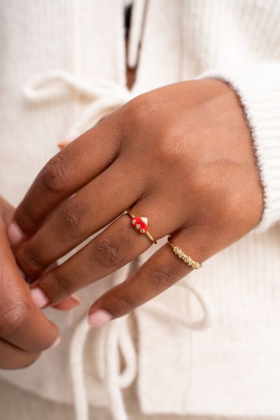 Bague avec cœur rouge vintage