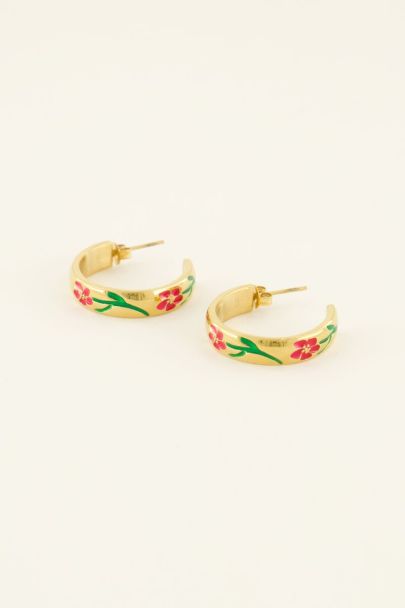 Casa fiore oorringen rode bloemen | My Jewellery