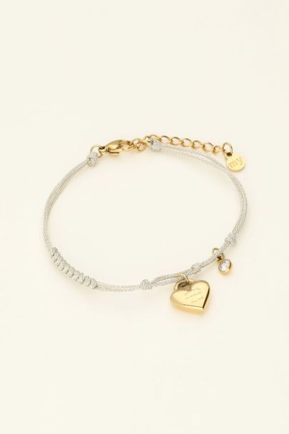 Rope bracelet with heart and rhinestone | My Jewellery
