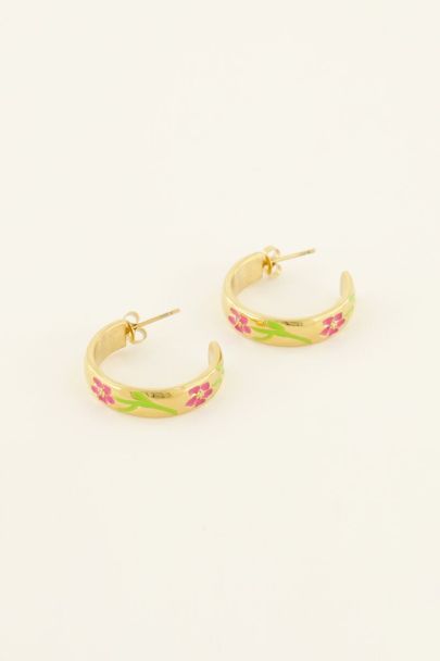 Casa fiore oorringen roze bloemen | My Jewellery