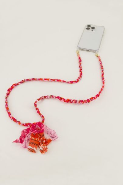 Roze & oranje bandana telefoonkoord 