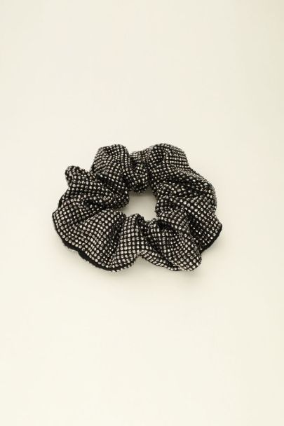 Scrunchie mit schwarzen Glitzersteinen 