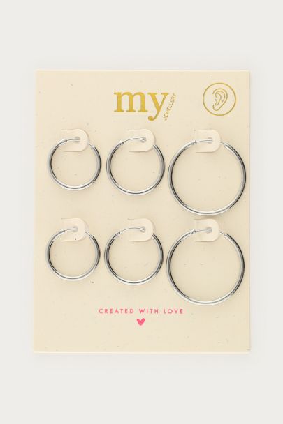 Set van drie basic oorringen