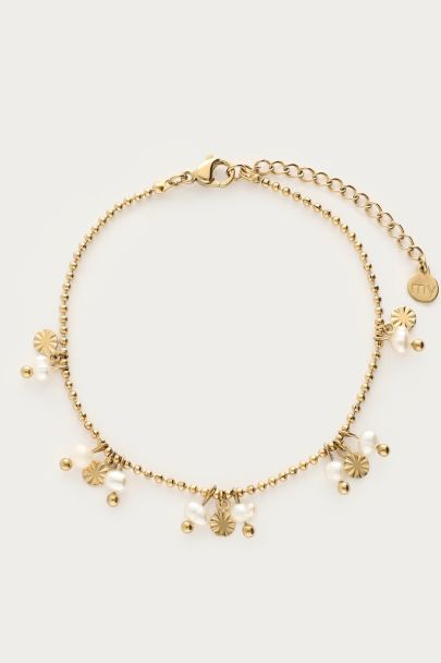 Shapes freshwater pearls & circles bracelet
