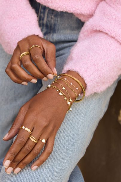Minimalist double bracelet with faux pearls