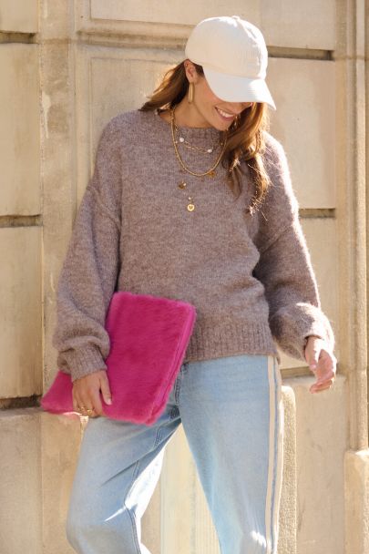 Pull en maille oversize marron
