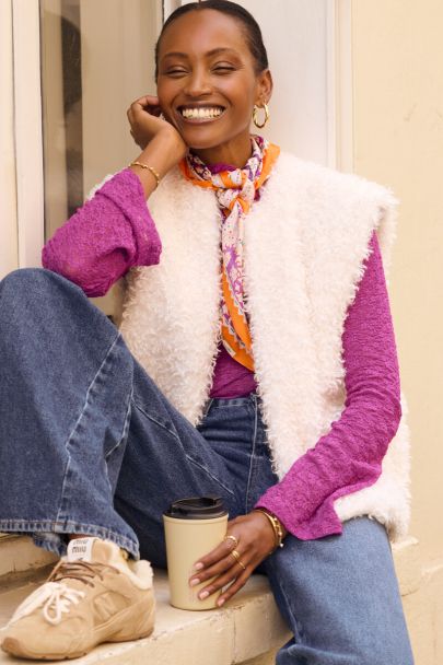 Beige gilet faux fur