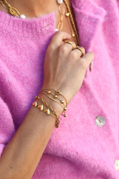 Armband met drie hartjes "hammered"