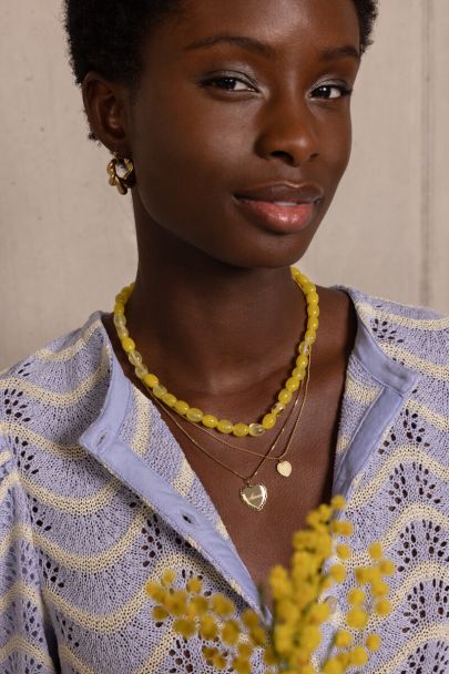 Collier minimaliste de perles fantaisie jaune