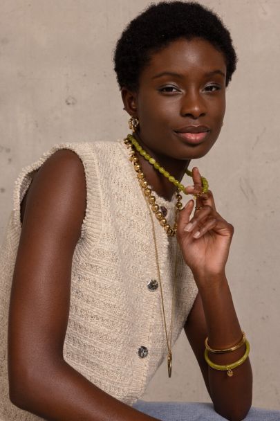 Collier minimaliste de perles fantaisie vertes