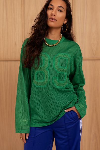 Groen baseball T-shirt met lange mouwen