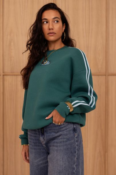 Donkergroene sporty sweater "Rue des rosiers"