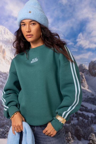 Donkergroene sporty sweater "Rue des rosiers"