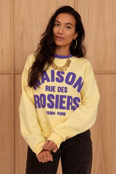 Gele sweater "Maison rue des rosiers"