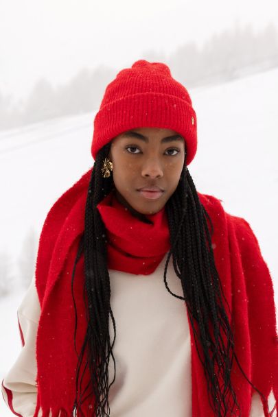 Red knitted beanie