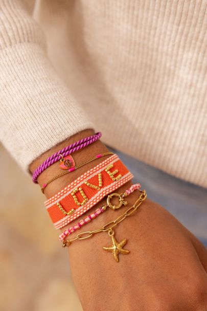 Orange bohemian bracelet love