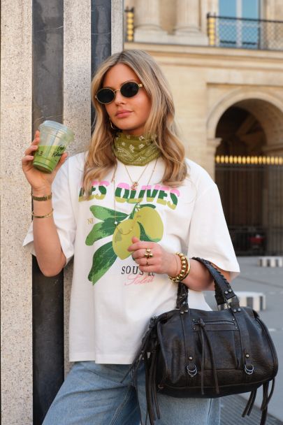 T-shirt blanc "Les olives"