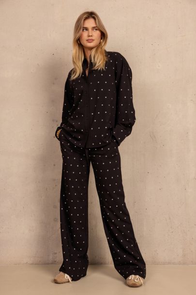 Zwarte pantalon met zilverkleurige studs