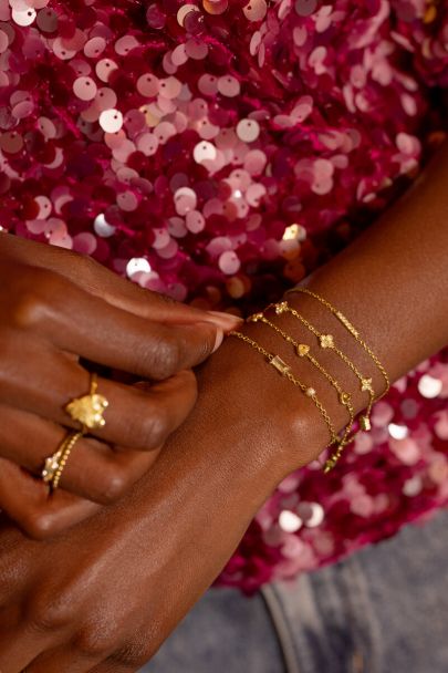 Midnight armband met vijf strass klavers