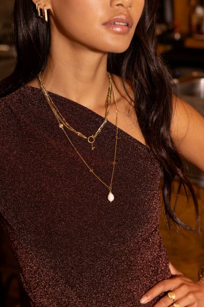 Midnight driedubbele ketting met strass