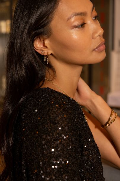 Boucles d'oreilles Midnight mini avec strass et perle fantaisie