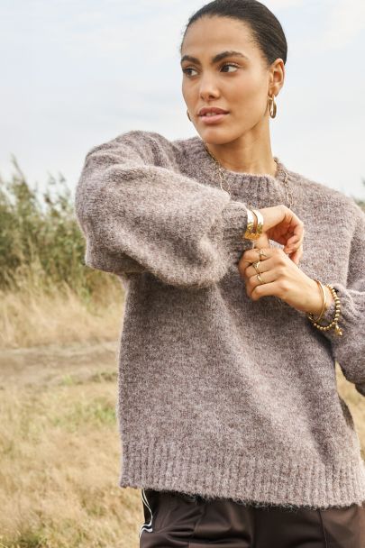 Brauner Oversize-Strickpullover