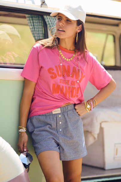 Roze T-shirt "Sunny state of mind"