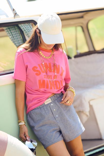 Roze T-shirt "Sunny state of mind"