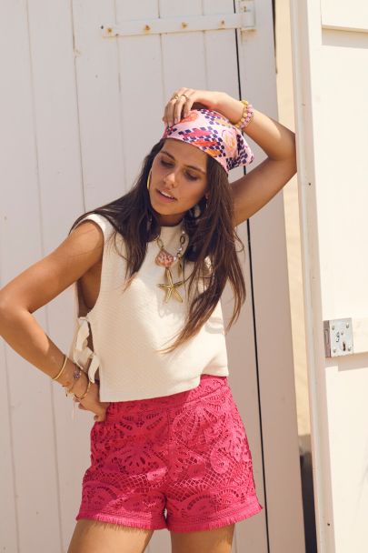 Pink embroidered shorts