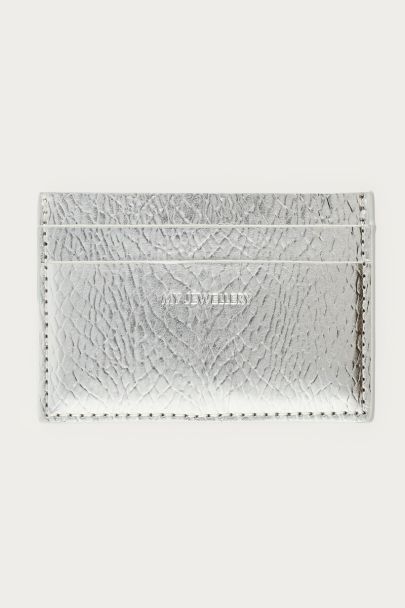 Silver-coloured card holder with croco print | My Jewellery