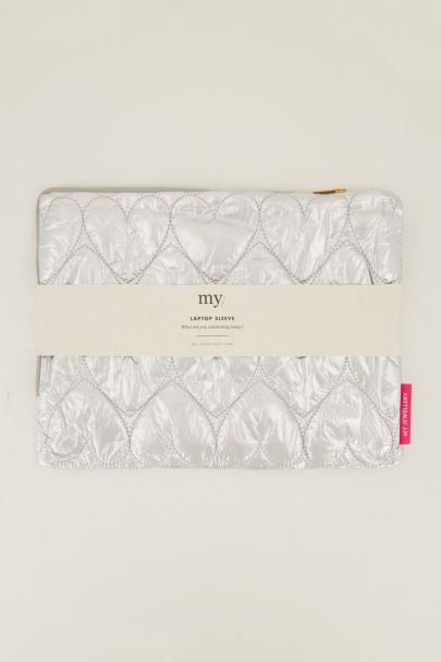 Zilverkleurige metallic laptop hoes met hartjes patroon
