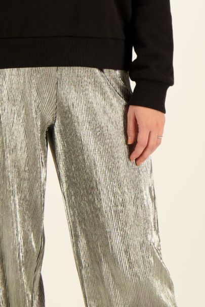 Zilveren plissé broek