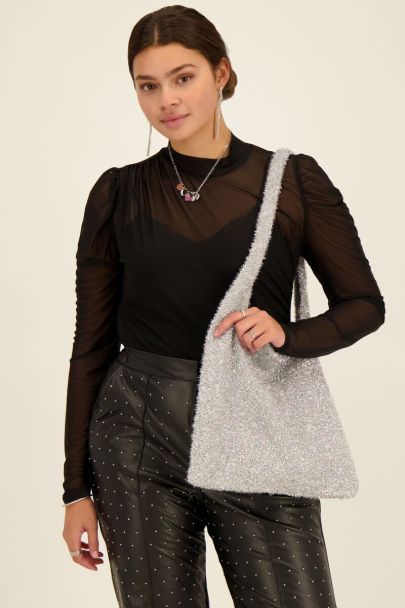 Silver sparkly tote bag
