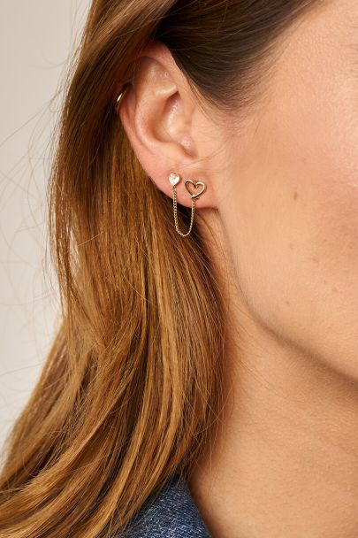 Puce d'oreille cœur ouvert avec chaîne unique