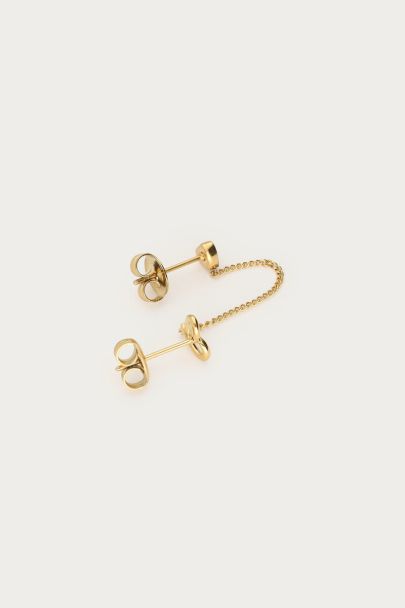 Single stud open hart met chain