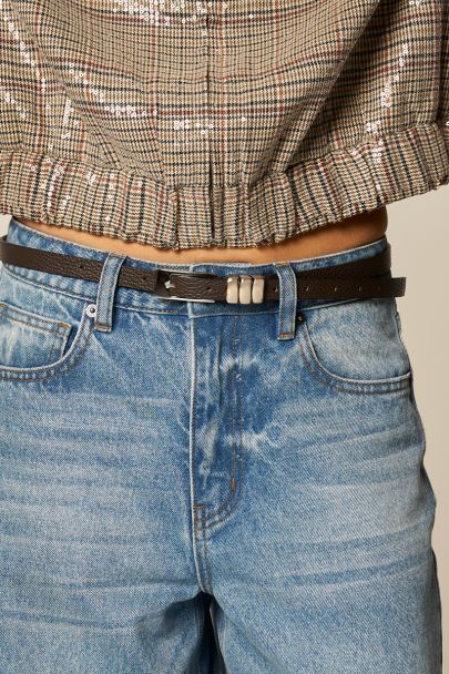 Klein donkerbruine leren riem