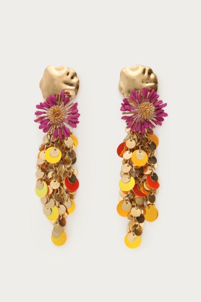 Statement-Ohrringe mit Blume und Münzen