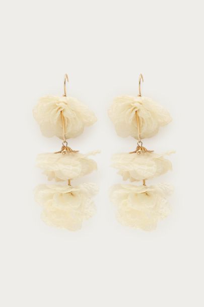 Statement oorhanger met drie bloemen