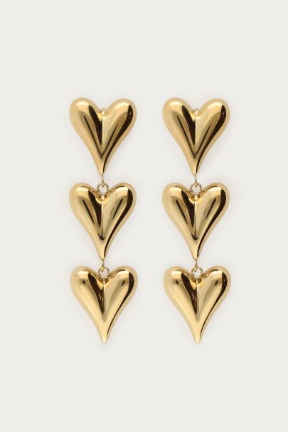 Statement oorhangers drie hartjes