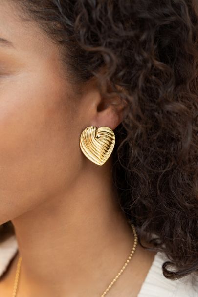 Statement earrings striped heart