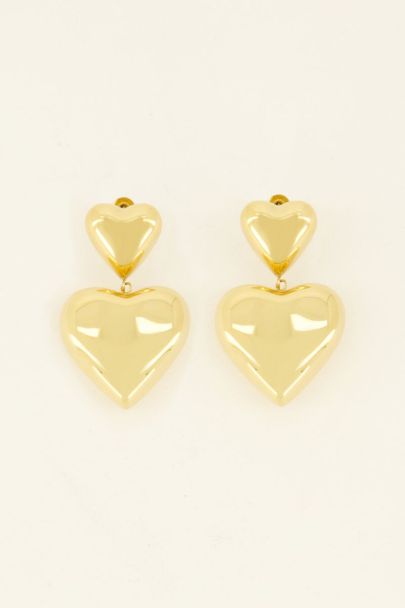 Statement earrings with two hearts  | My Jewellery