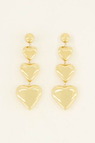 Statement earrings with three hearts  | My Jewellery