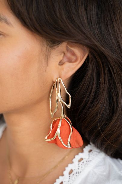 Boucles d'oreilles avec tulipe orange