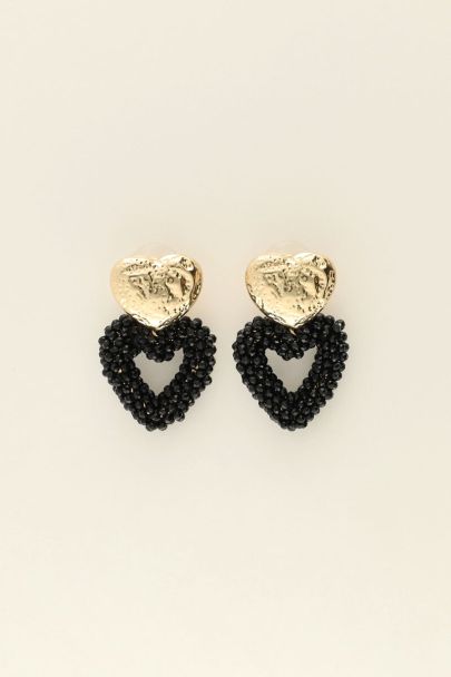 Statement earrings with beaded heart | My Jewellery