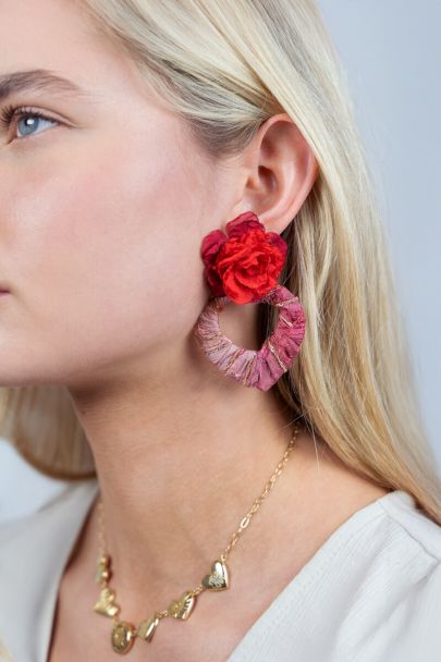 Boucles d'oreilles avec rose et cœur