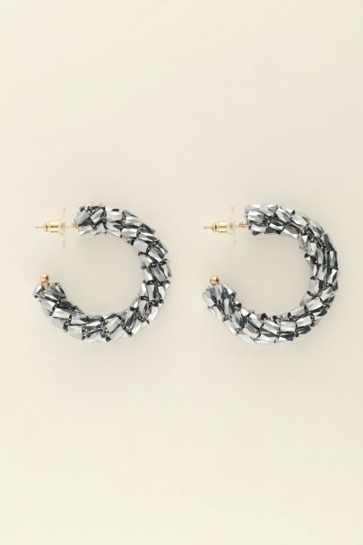 Statement hoop earrings with silver rhinestones | My Jewellery