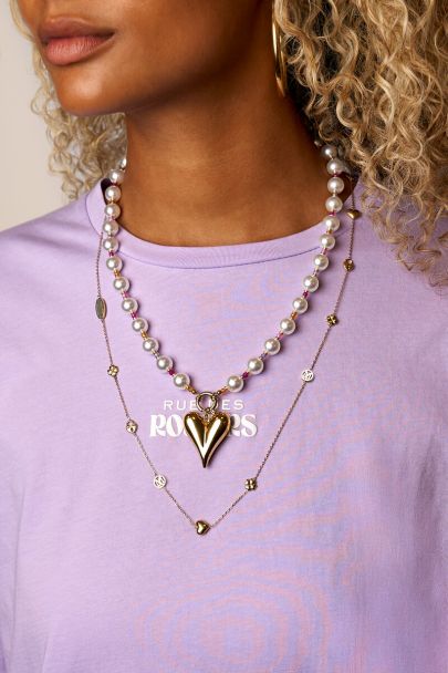 Statement necklace with faux pearls and heart